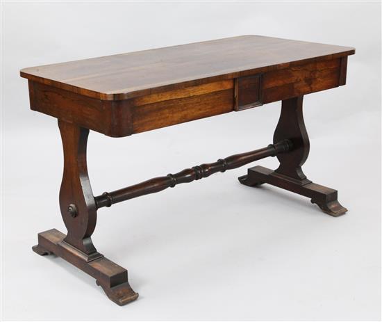 An early Victorian rosewood library table, W.4ft D.2ft H.2ft 4in.